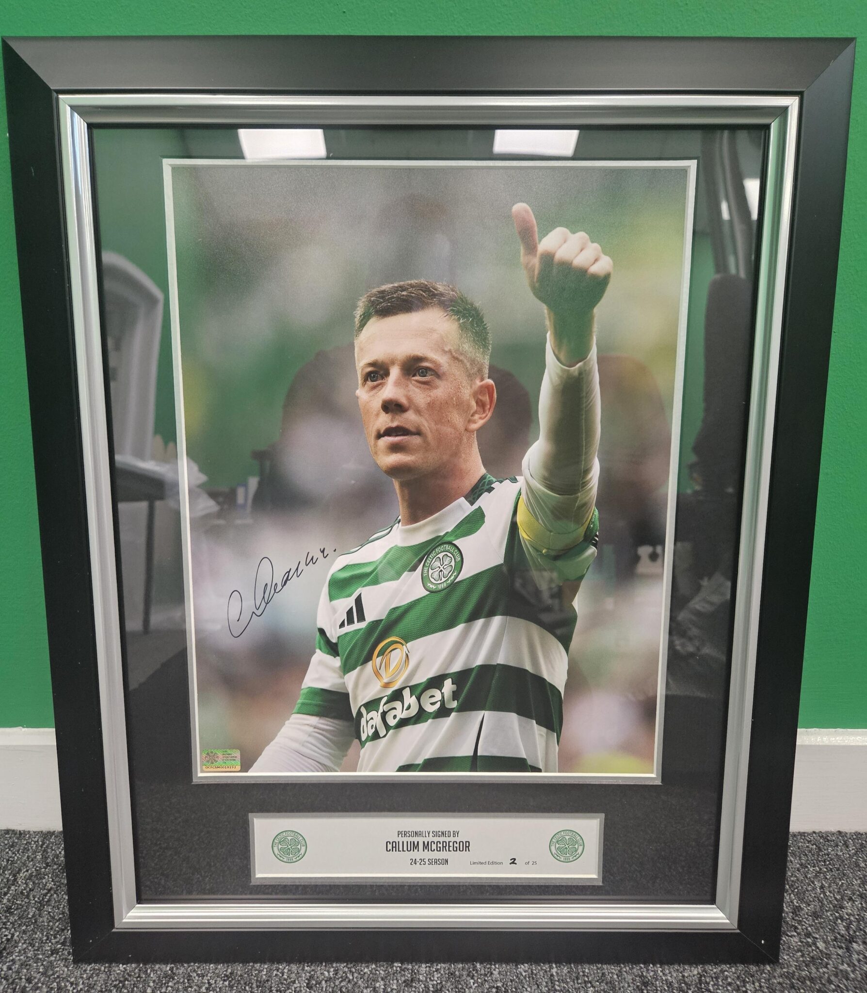 Callum McGregor Signed Print &amp; UCL Play-Off Match Tickets – Celtic Pools